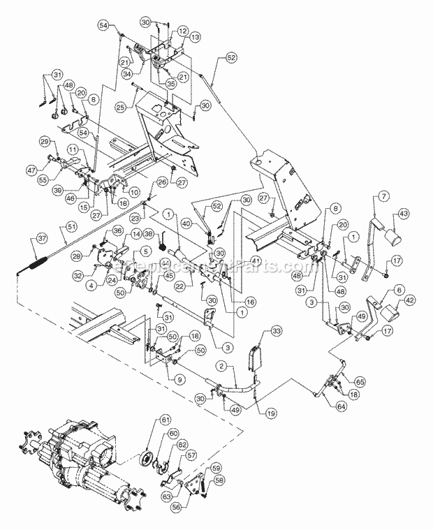 Brake And Control Pedals Diagram and Parts List for 2186 13A-288L100, 13B-288M100 Cub Cadet Lawn Tractor